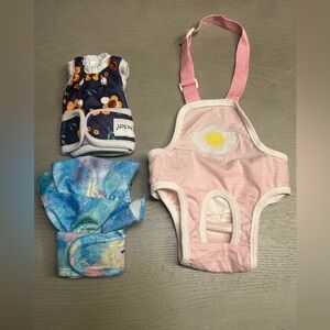 Lot Of 2 Female Dog Diapers And 1 Sanitary Diaper 2 Small And 1 XS See Pictures